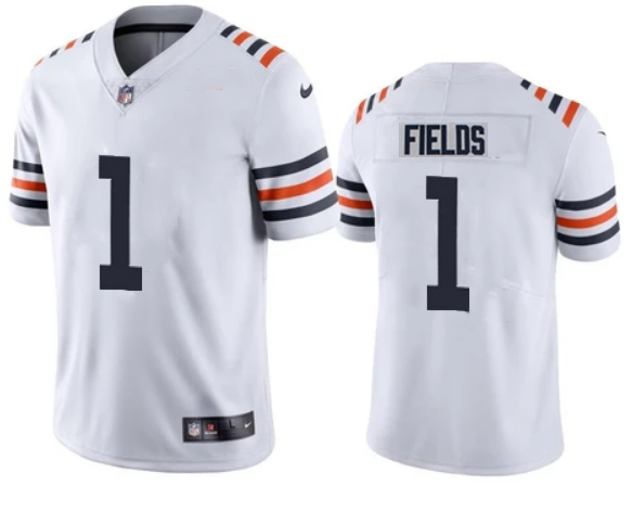 Men's White Chicago Bears #1 Justin Fields Vapor Untouchable Limited Stitched Jersey